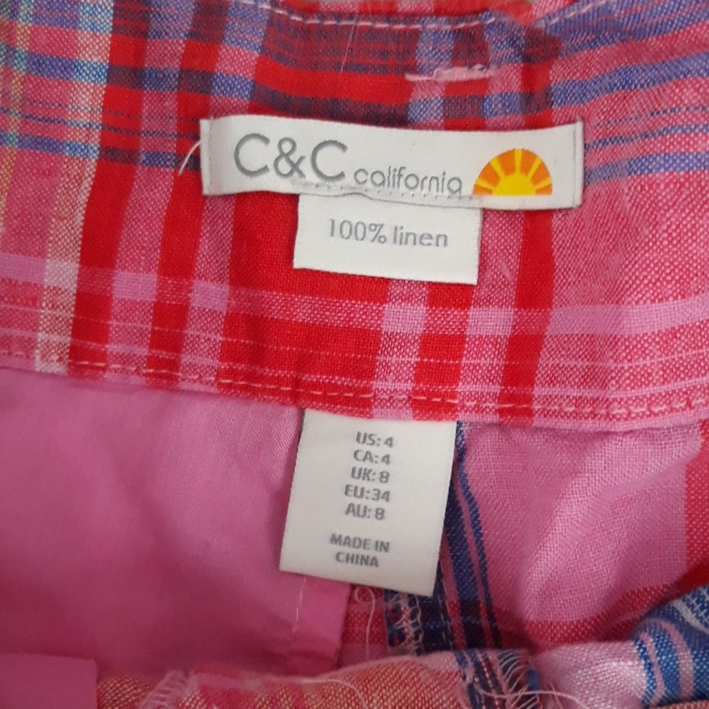 Linen high rise plaid shorts - Picture 4 of 5